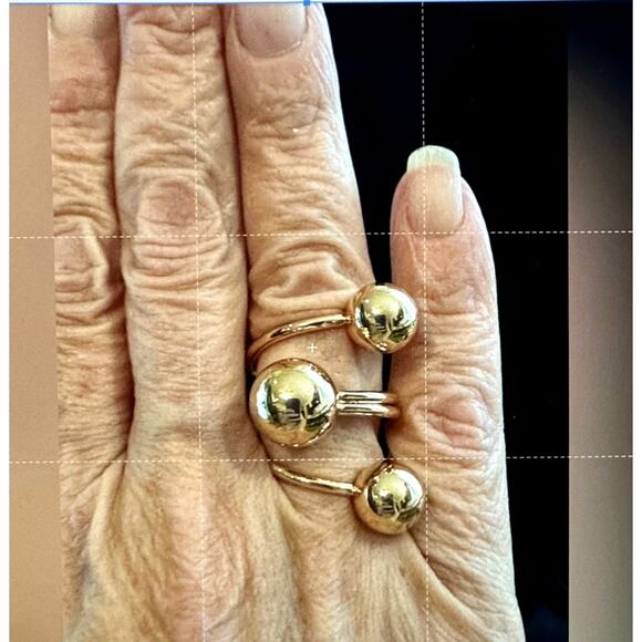 Golden Exaggerated Three Ball Open Ring One Size Golden - Picture 4 of 7